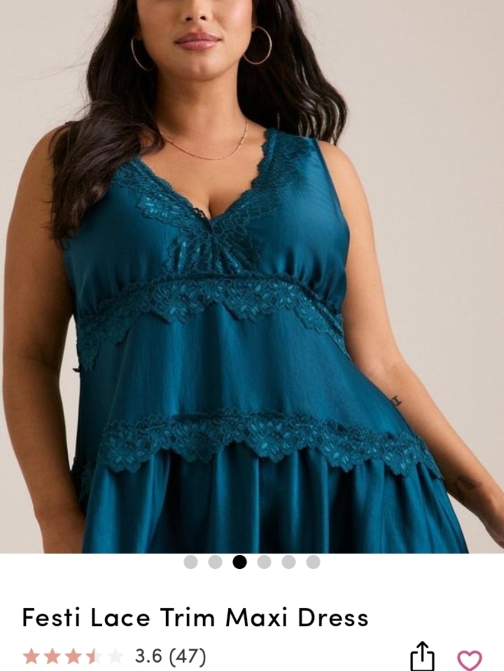 NWT Torrid FESTI Teal Lace-Trim V-Neck MAXI dress